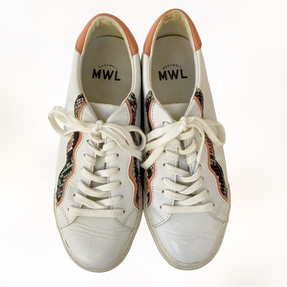 Madewell Sidewalk Low-Top Sneakers Snake Embossed Leather Wave Edition MC693 9M - Picture 2 of 9